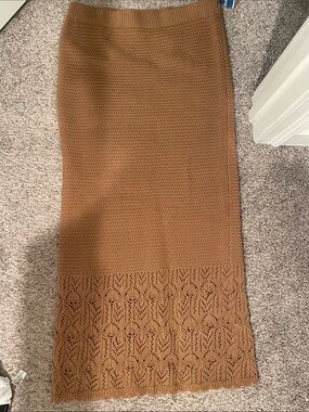 Freshman 1996 Camel Brown Knit Maxi Skirt large nwt